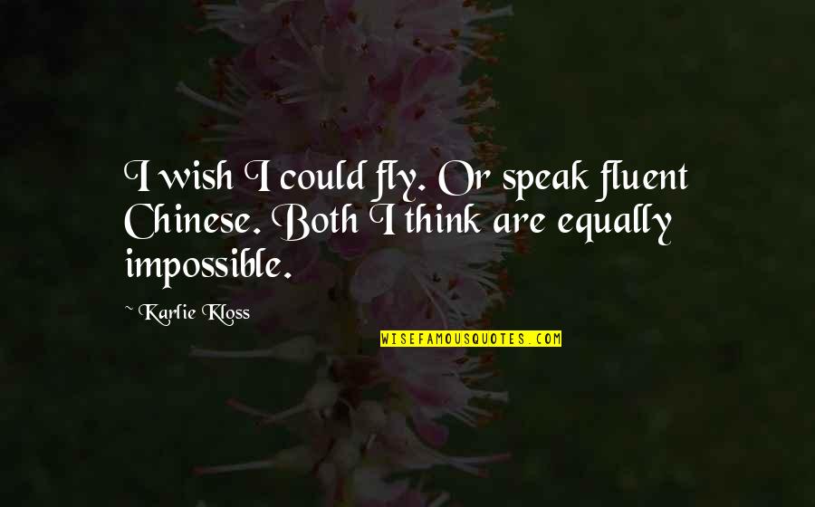 Tenderer Mean Quotes By Karlie Kloss: I wish I could fly. Or speak fluent