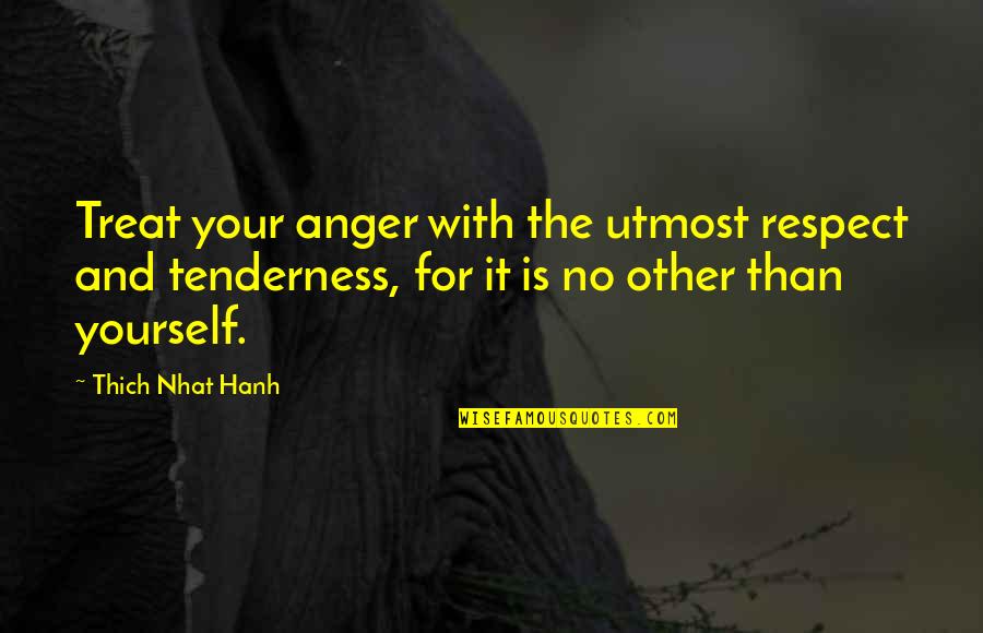 Tenderness Quote Quotes By Thich Nhat Hanh: Treat your anger with the utmost respect and