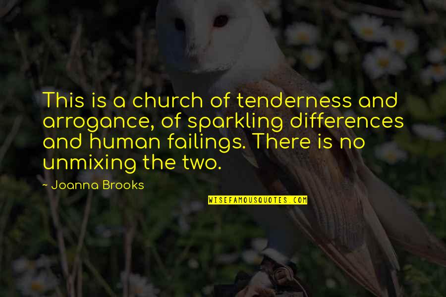 Tenderness Quotes By Joanna Brooks: This is a church of tenderness and arrogance,