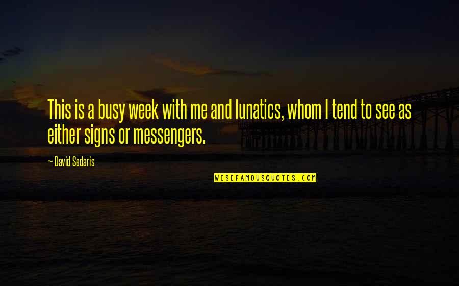 Tend'rest Quotes By David Sedaris: This is a busy week with me and