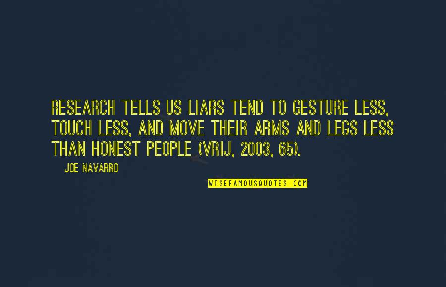 Tend'rest Quotes By Joe Navarro: Research tells us liars tend to gesture less, Tend'rest Quotes By Joe Navarro: Research tells us liars tend to gesture less,