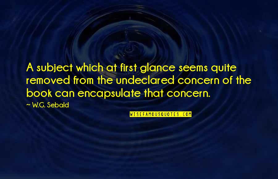Tenerlo O Quotes By W.G. Sebald: A subject which at first glance seems quite