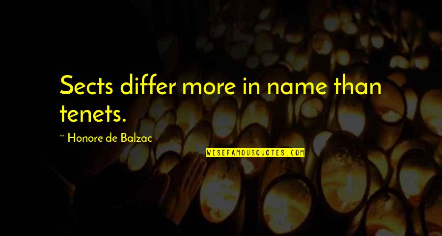 Tenets Quotes By Honore De Balzac: Sects differ more in name than tenets.