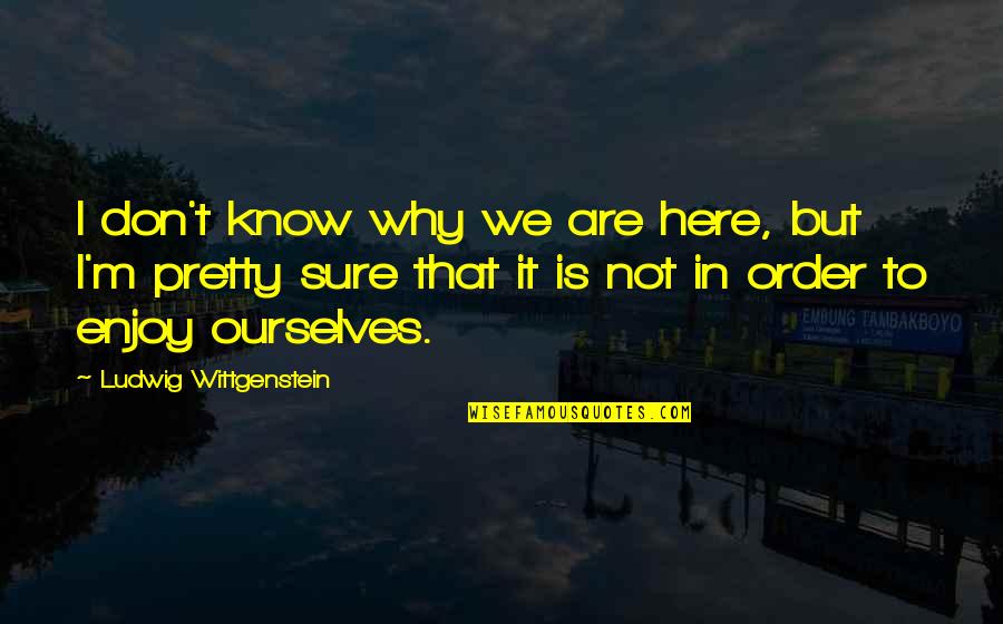 Tengco Houston Quotes By Ludwig Wittgenstein: I don't know why we are here, but Tengco Houston Quotes By Ludwig Wittgenstein: I don't know why we are here, but