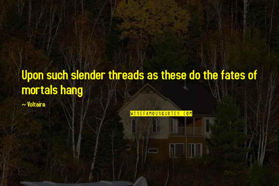 Tengeru Quotes By Voltaire: Upon such slender threads as these do the