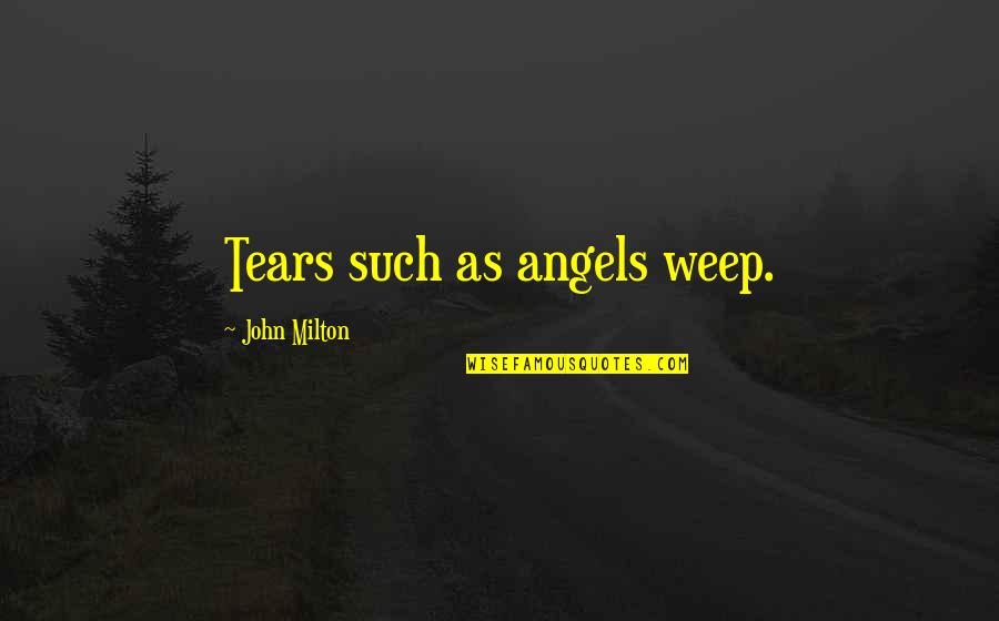 Tenison Park Quotes By John Milton: Tears such as angels weep. Tenison Park Quotes By John Milton: Tears such as angels weep.