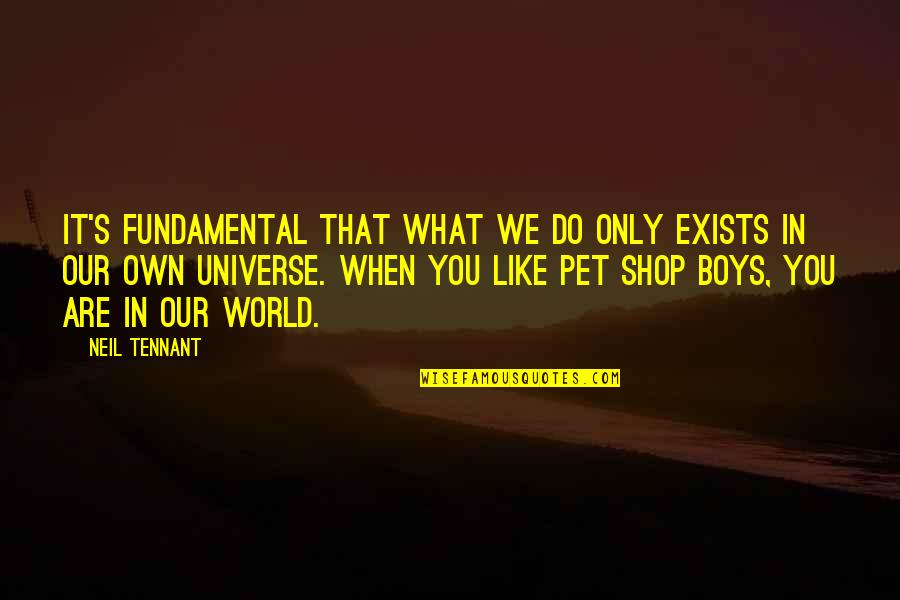 Tennant's Quotes By Neil Tennant: It's fundamental that what we do only exists