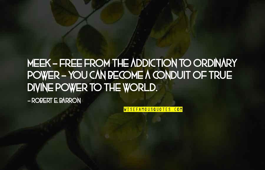 Tension In Exams Quotes By Robert E. Barron: Meek - free from the addiction to ordinary Tension In Exams Quotes By Robert E. Barron: Meek - free from the addiction to ordinary