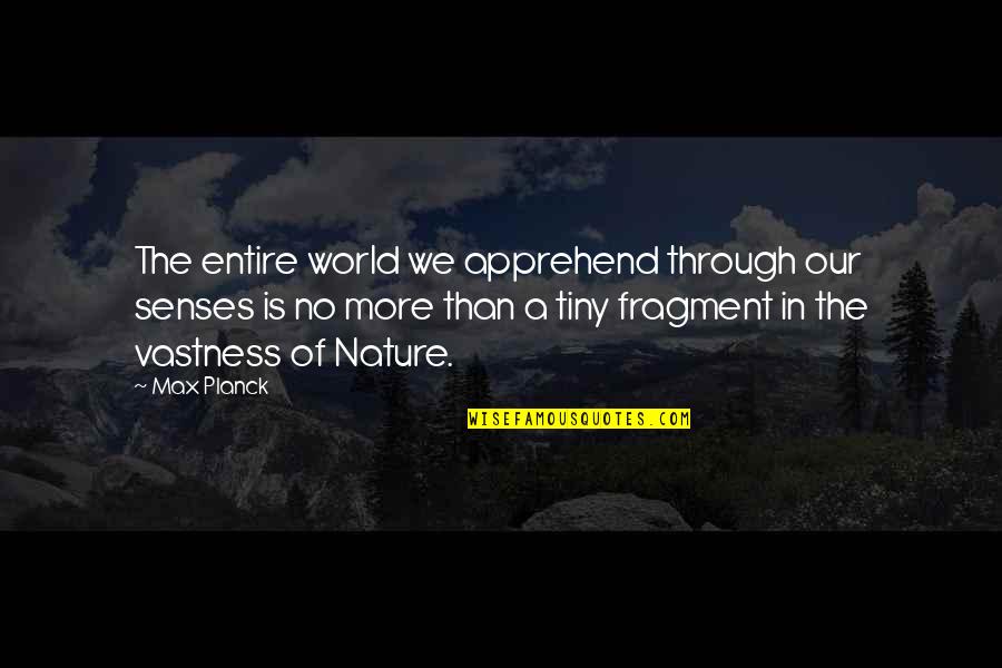 Tentacles By Roland Smith Quotes By Max Planck: The entire world we apprehend through our senses Tentacles By Roland Smith Quotes By Max Planck: The entire world we apprehend through our senses