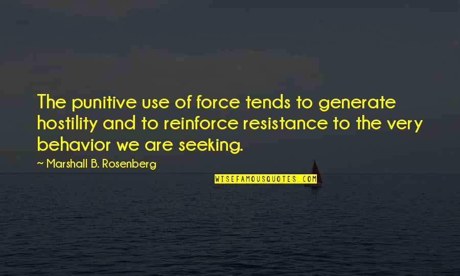 Tentang Seseorang Quote Quotes By Marshall B. Rosenberg: The punitive use of force tends to generate Tentang Seseorang Quote Quotes By Marshall B. Rosenberg: The punitive use of force tends to generate