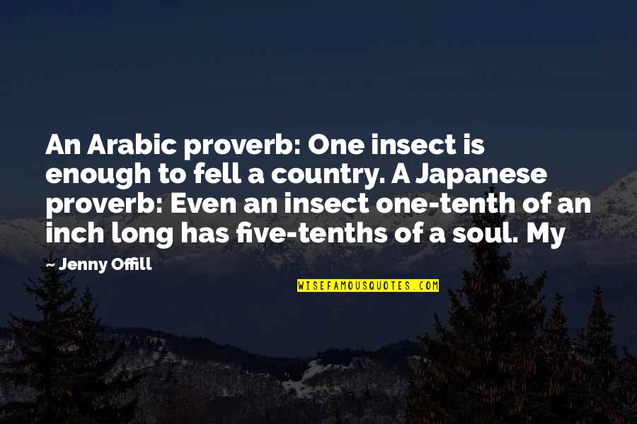 Tenths Quotes By Jenny Offill: An Arabic proverb: One insect is enough to Tenths Quotes By Jenny Offill: An Arabic proverb: One insect is enough to