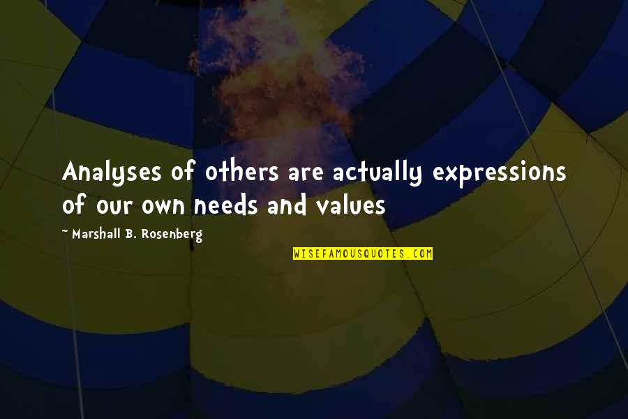 Teofilo Braga Quotes By Marshall B. Rosenberg: Analyses of others are actually expressions of our
