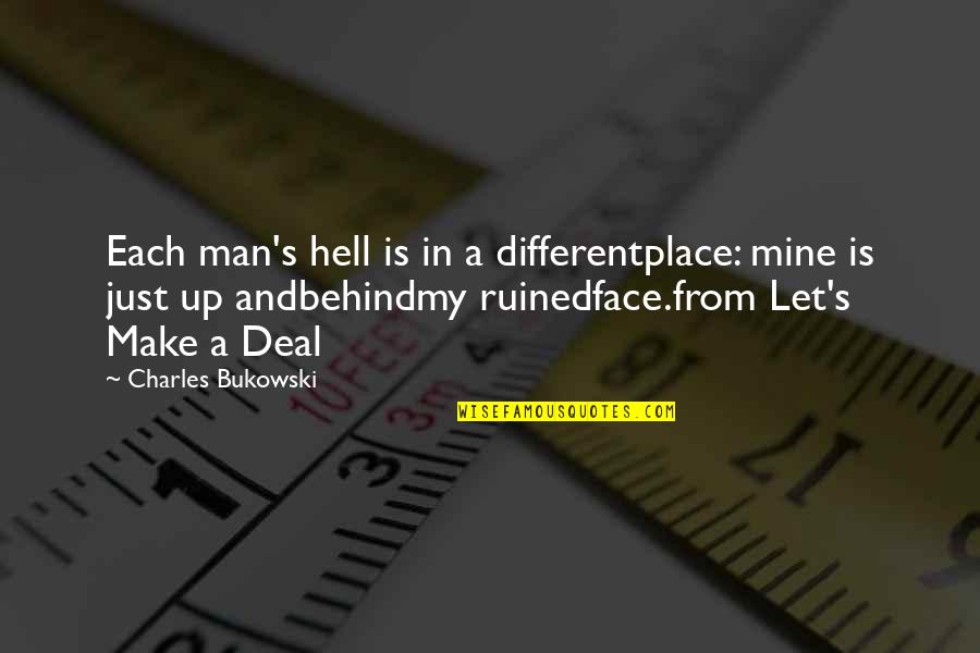 Teologi Adalah Quotes By Charles Bukowski: Each man's hell is in a differentplace: mine