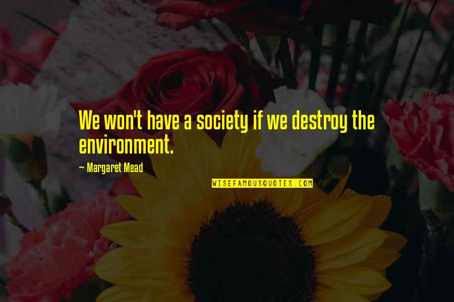 Teran Quotes By Margaret Mead: We won't have a society if we destroy