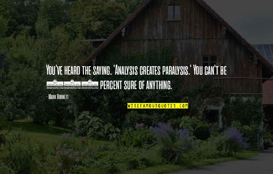 Terbiar In English Quotes By Mark Burnett: You've heard the saying, 'Analysis creates paralysis.' You