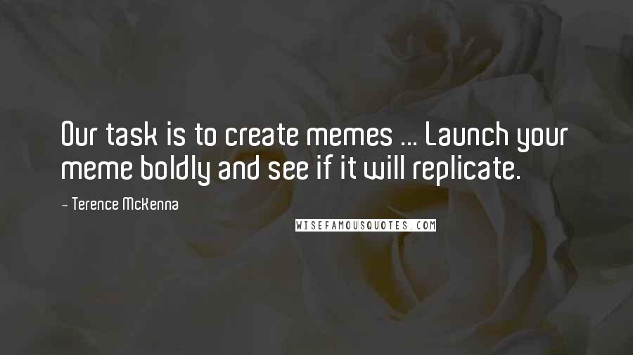 Terence McKenna quotes: Our task is to create memes ... Launch your meme boldly and see if it will replicate.