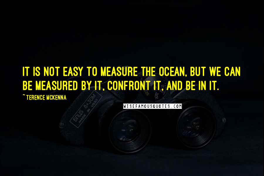 Terence McKenna quotes: It is not easy to measure the ocean, but we can be measured by it, confront it, and be in it.