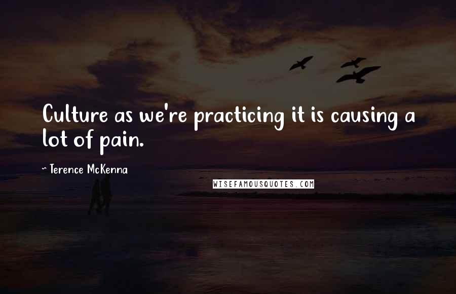 Terence McKenna quotes: Culture as we're practicing it is causing a lot of pain.