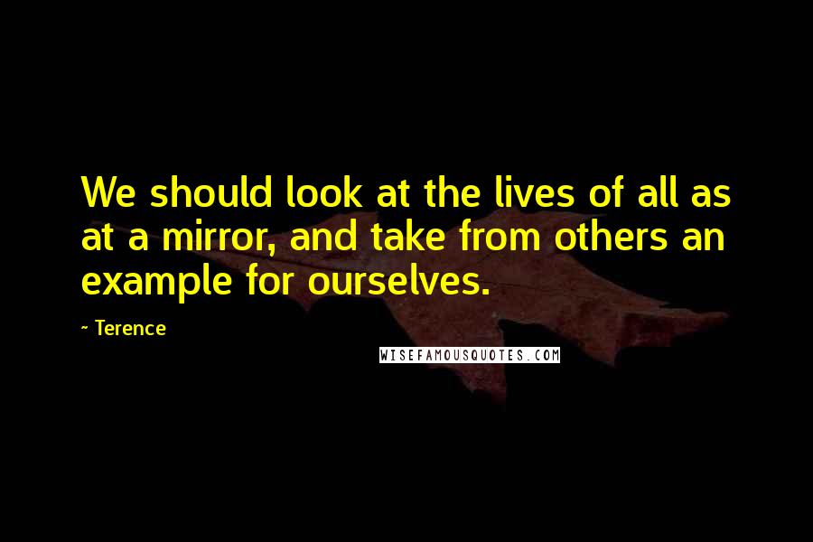 Terence quotes: We should look at the lives of all as at a mirror, and take from others an example for ourselves.