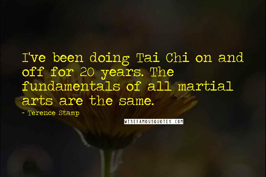 Terence Stamp quotes: I've been doing Tai Chi on and off for 20 years. The fundamentals of all martial arts are the same.