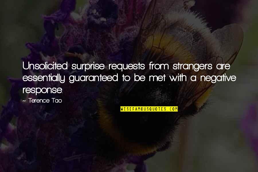 Terence Tao Quotes By Terence Tao: Unsolicited surprise requests from strangers are essentially guaranteed