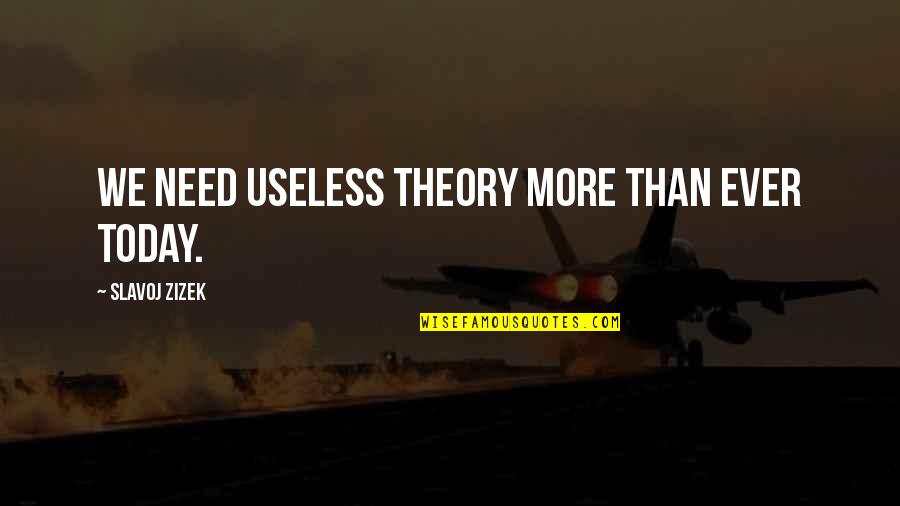 Teresa Mendoza Quotes By Slavoj Zizek: We need useless theory more than ever today.