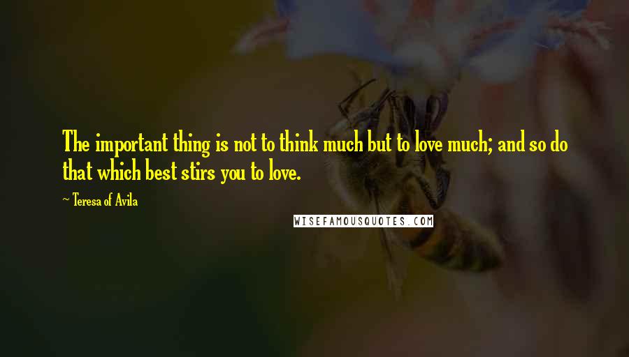 Teresa Of Avila quotes: The important thing is not to think much but to love much; and so do that which best stirs you to love.