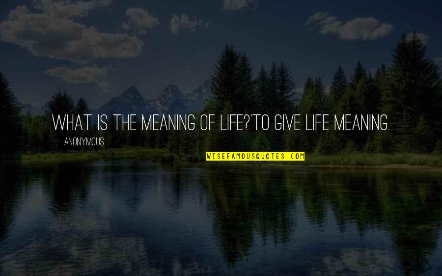 Terezie Mechurova Quotes By Anonymous: What is the meaning of life?'To give life