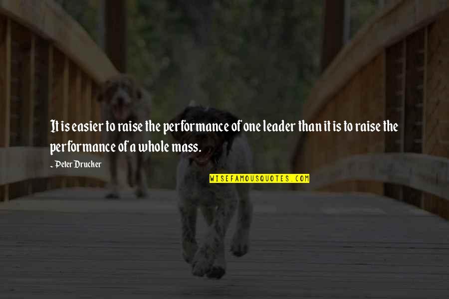 Teri Aankhon Ke Siva Quotes By Peter Drucker: It is easier to raise the performance of Teri Aankhon Ke Siva Quotes By Peter Drucker: It is easier to raise the performance of