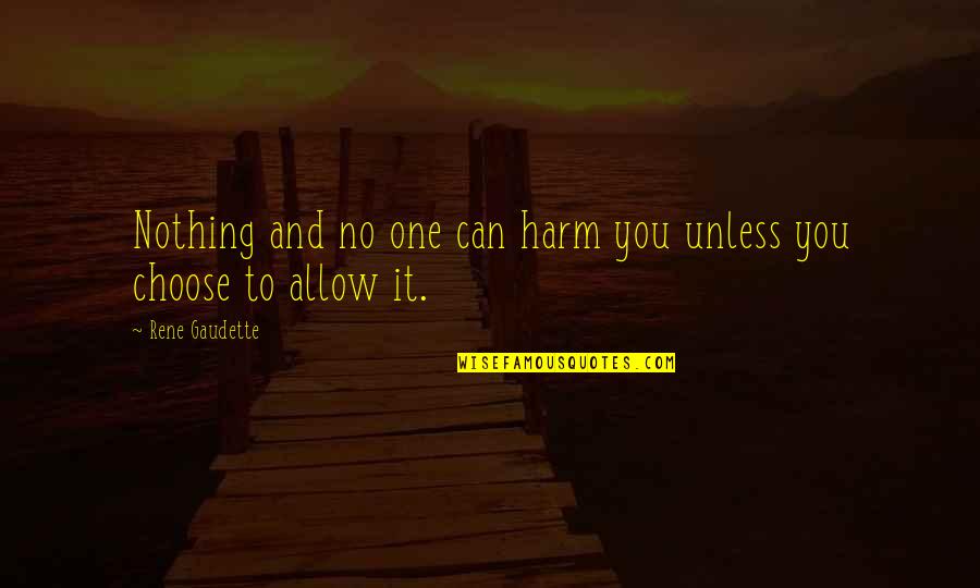 Terihawaii Quotes By Rene Gaudette: Nothing and no one can harm you unless