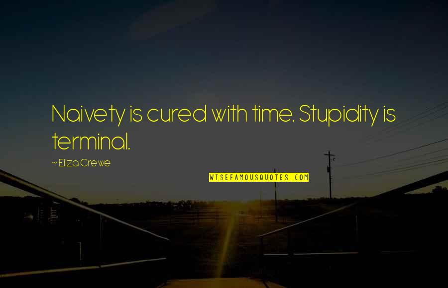Terminal Quotes By Eliza Crewe: Naivety is cured with time. Stupidity is terminal.