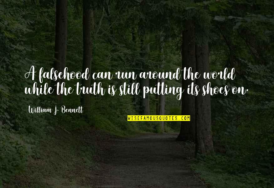 Terminals Halo Quotes By William J. Bennett: A falsehood can run around the world while Terminals Halo Quotes By William J. Bennett: A falsehood can run around the world while