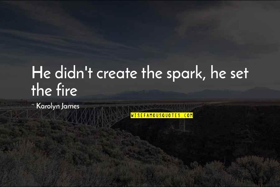 Terminological Confusion Quotes By Karolyn James: He didn't create the spark, he set the