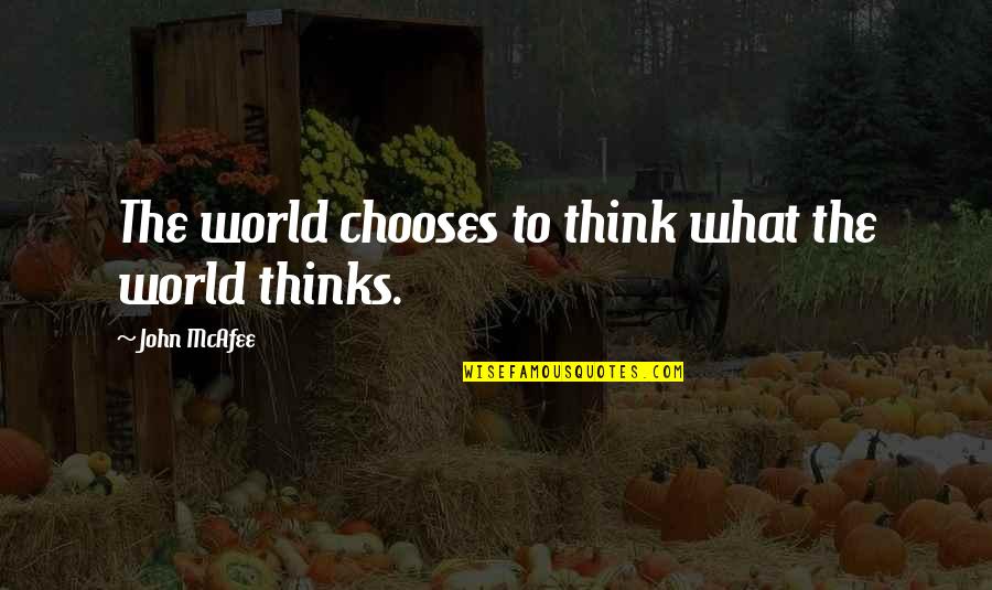 Terno Obchod Quotes By John McAfee: The world chooses to think what the world