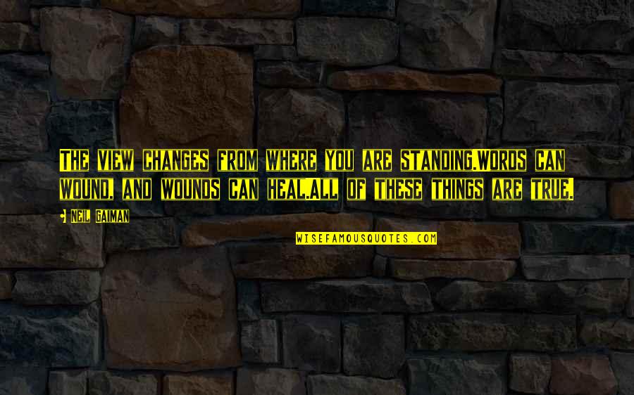 Terradonis Quotes By Neil Gaiman: The view changes from where you are standing.Words