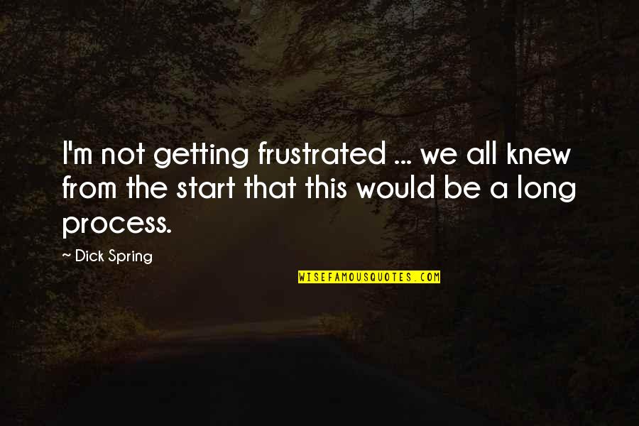 Terrapins Swim Quotes By Dick Spring: I'm not getting frustrated ... we all knew Terrapins Swim Quotes By Dick Spring: I'm not getting frustrated ... we all knew
