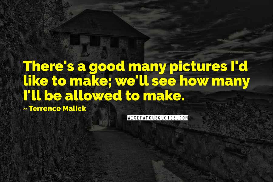 Terrence Malick quotes: There's a good many pictures I'd like to make; we'll see how many I'll be allowed to make.