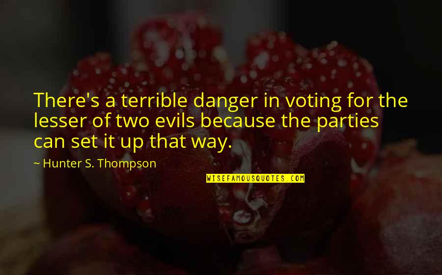 Terrible Two Quotes By Hunter S. Thompson: There's a terrible danger in voting for the
