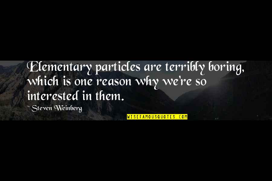 Terribly Quotes By Steven Weinberg: Elementary particles are terribly boring, which is one