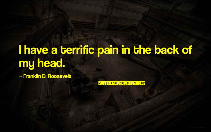 Terrific Quotes By Franklin D. Roosevelt: I have a terrific pain in the back