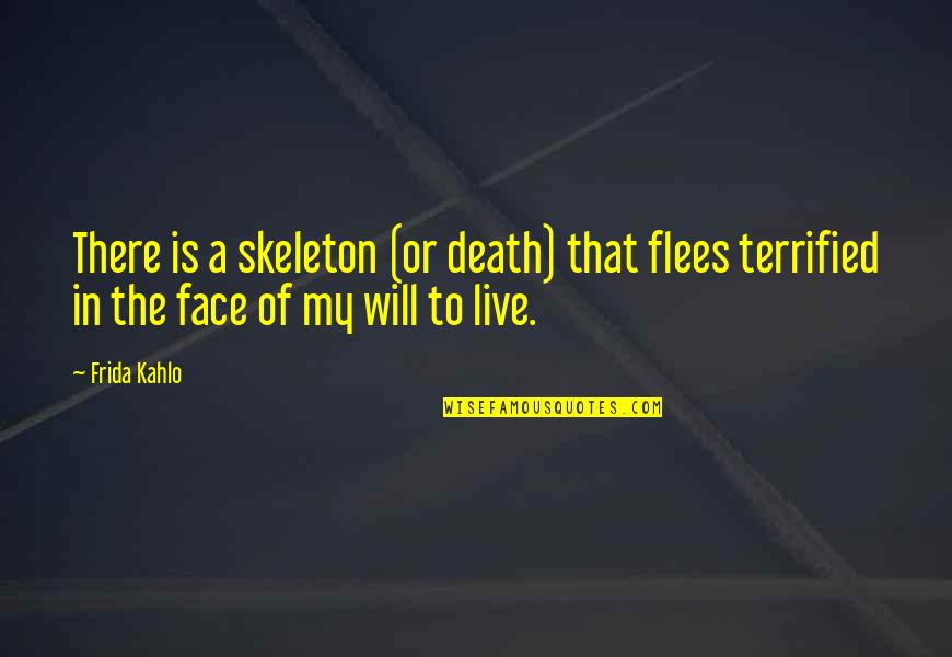 Terrified Of Death Quotes By Frida Kahlo: There is a skeleton (or death) that flees