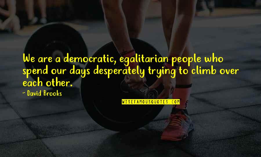 Terrifying Chilling Quotes By David Brooks: We are a democratic, egalitarian people who spend Terrifying Chilling Quotes By David Brooks: We are a democratic, egalitarian people who spend