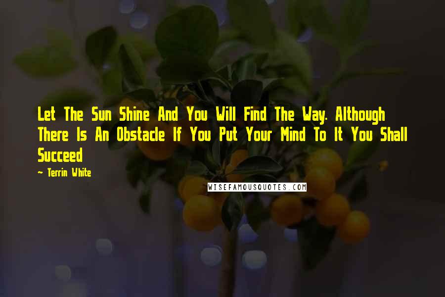 Terrin White quotes: Let The Sun Shine And You Will Find The Way. Although There Is An Obstacle If You Put Your Mind To It You Shall Succeed