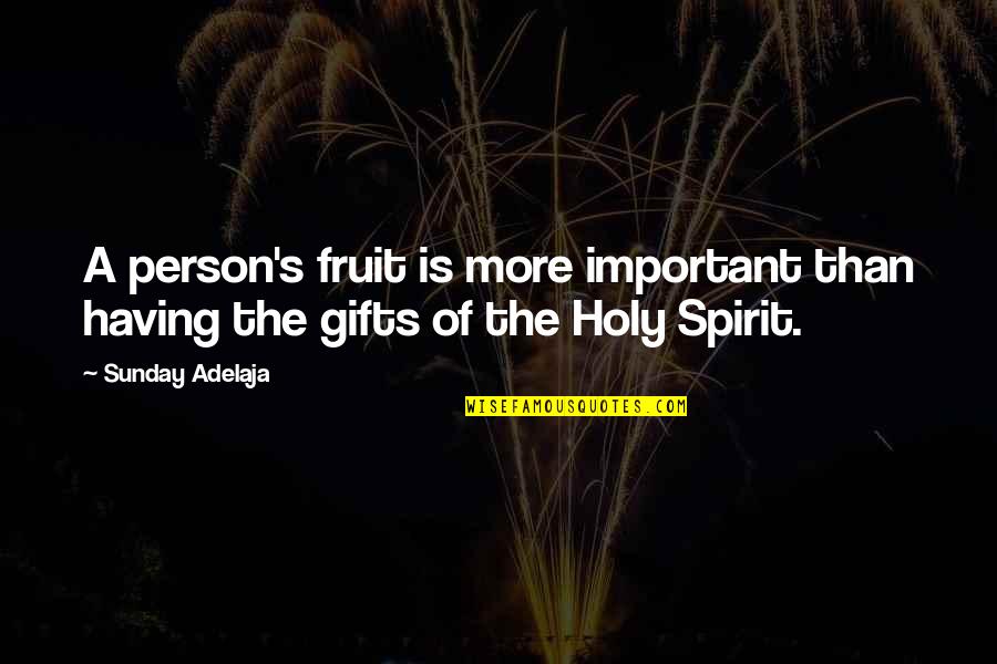 Terrious Quotes By Sunday Adelaja: A person's fruit is more important than having