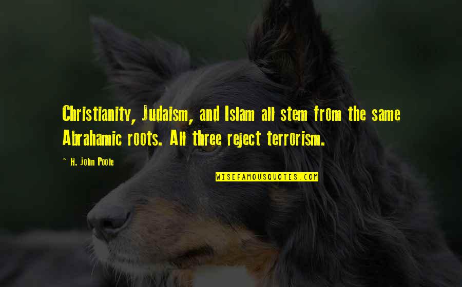 Terrorism In Islam Quotes By H. John Poole: Christianity, Judaism, and Islam all stem from the