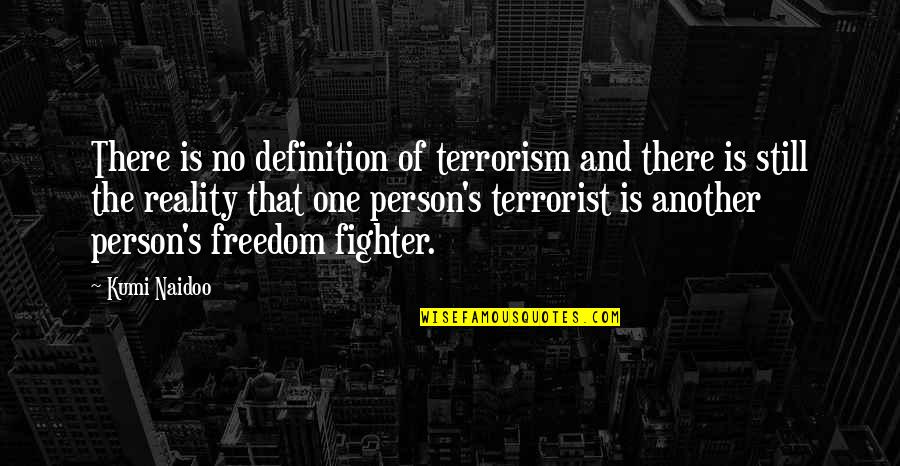 Terrorism's Quotes By Kumi Naidoo: There is no definition of terrorism and there