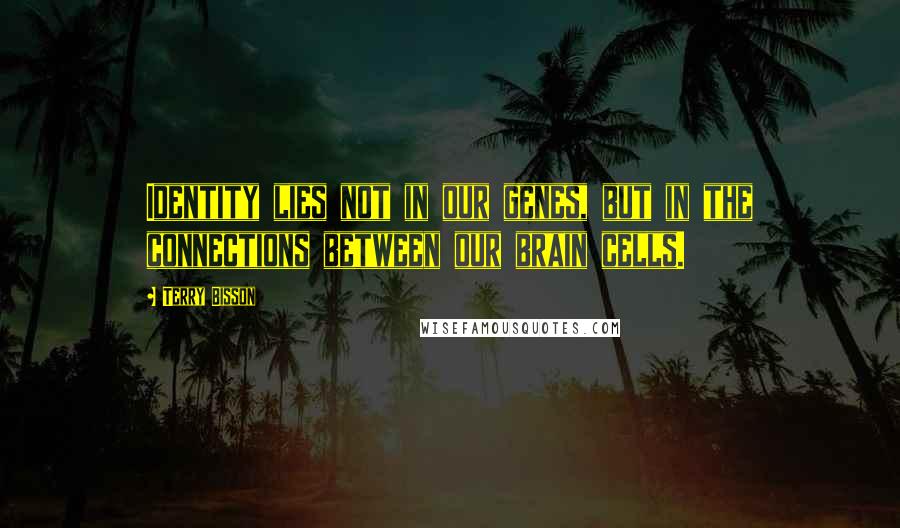 Terry Bisson quotes: Identity lies not in our genes, but in the connections between our brain cells.