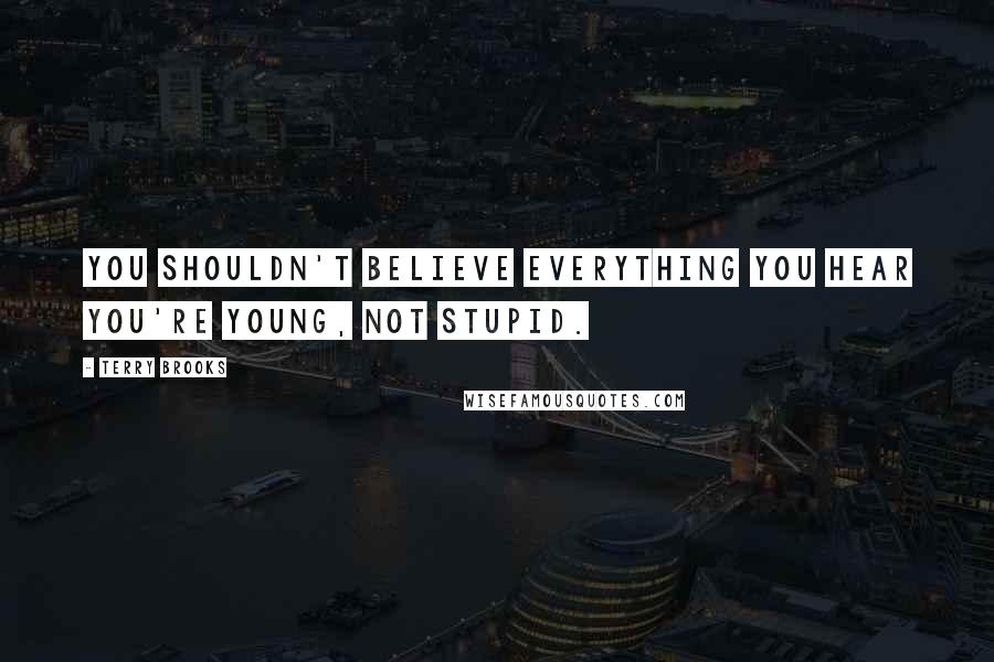 Terry Brooks quotes: You shouldn't believe everything you hear you're young, not stupid.