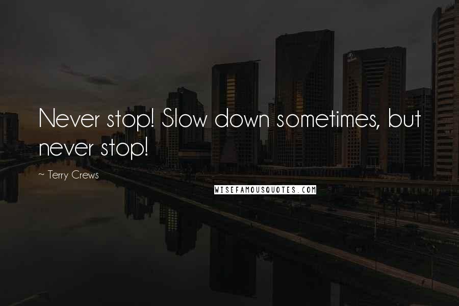 Terry Crews quotes: Never stop! Slow down sometimes, but never stop!