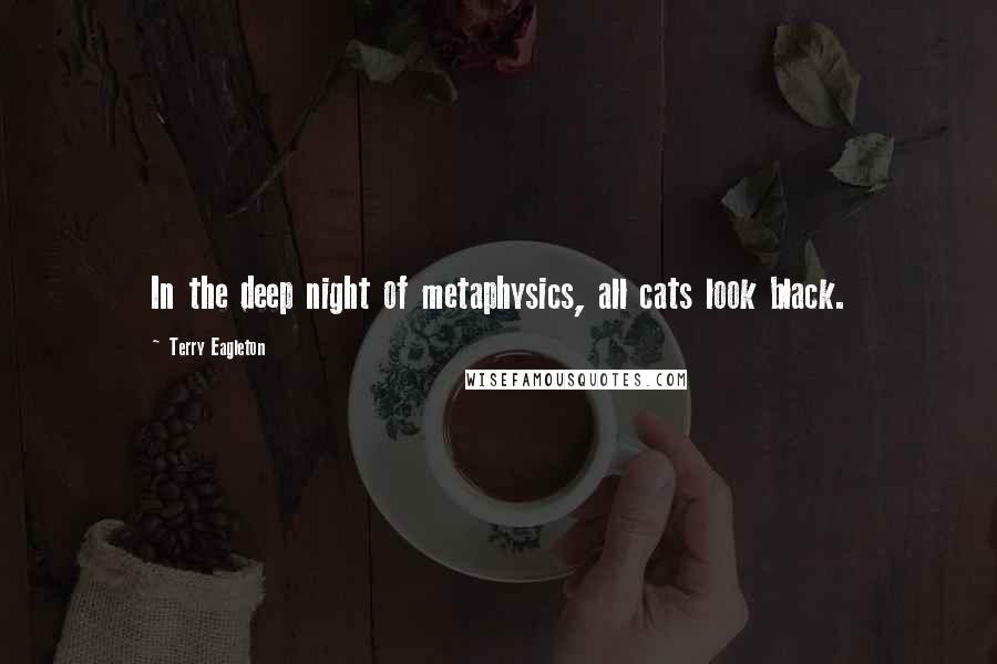 Terry Eagleton quotes: In the deep night of metaphysics, all cats look black.